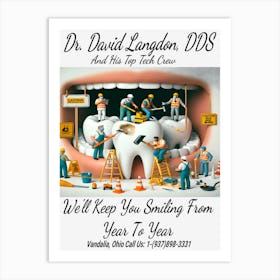 Dr. David Langdon, DDS Advert ~Reimagined Art Print