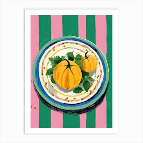 A Plate Of Pumpkins, Autumn Food Illustration Top View 67 Art Print