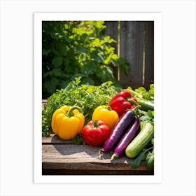 Assorted Vegetables Straight From The Garden Rich In Color And Variety Including Vibrant Red Tomat (1) Art Print