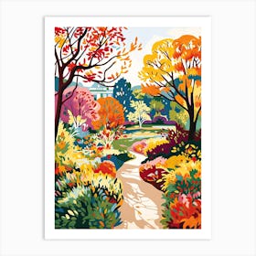 Brooklyn Botanic Garden, Usa In Autumn Fall Illustration 0 Art Print