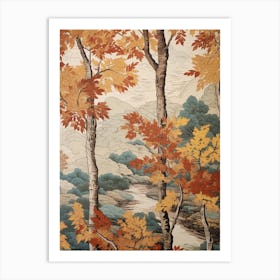 Birch 2 Vintage Autumn Tree Print  Art Print