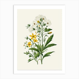 Vintage Botanical Galleria Style Wildflower Painting 3 Art Print