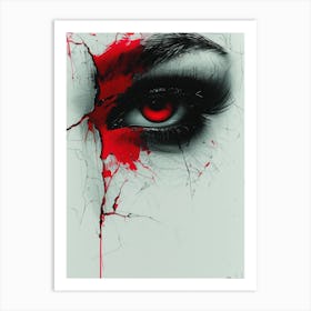 Cracked Realities: Red Ink Rendition Inspired by Chevrier and Gillen: Bloody Eye Art Print