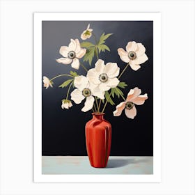 Bouquet Of Japanese Anemone Flowers, Autumn Fall Florals Painting 0 Art Print