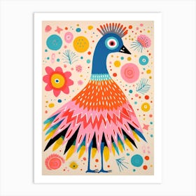 Pink Scandi Emu 2 Art Print