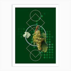 Vintage Grape Vine Botanical with Geometric Line Motif and Dot Pattern Art Print