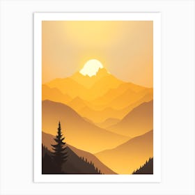 Misty Mountains Vertical Composition In Yellow Tone 19 Art Print