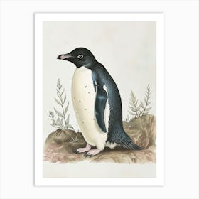 Adlie Penguin Bleaker Island Vintage Botanical Painting 2 Art Print