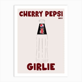 Cherry Pepsi Max Simple Typography Art Print