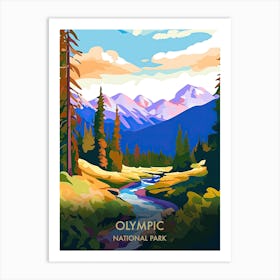 Olympic National Park Travel Poster Illustration Style 6 Art Print