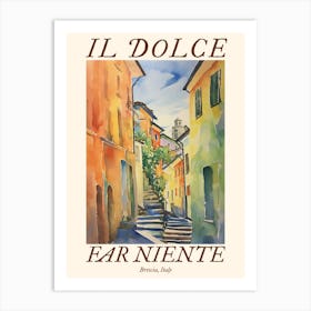 Il Dolce Far Niente Brescia, Italy Watercolour Streets 4 Poster Art Print