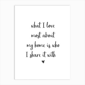 What I Love Most About My Home Art Print