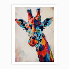 Giraffe Portrait Oil Painting Inspired 2 Art Print