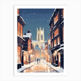 Winter Travel Night Illustration York United Kingdom 3 Art Print