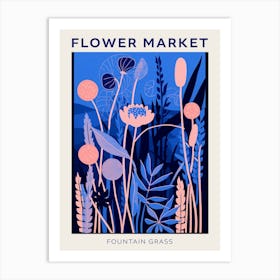 Blue Flower Market Poster Fountain Grass 3 Art Print