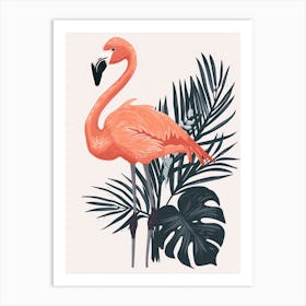 Andean Flamingo And Monstera Deliciosa Boho Print 3 Art Print