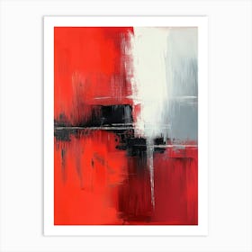 Abstract Art In Red And Gray Oil Painting 1 Art Print