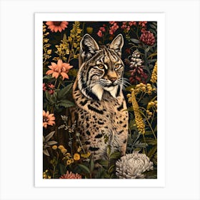 Bobcat In The Wild Inspired by William Morris Art Print