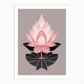 A Pink Lotus In Minimalist Style Vertical Composition 85 Art Print