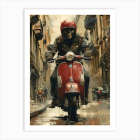 Skeleton On A Moped 1 Art Print