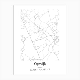 Opwijk,Belgium Minimalist Map Art Print