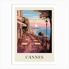 Cannes France 6 Vintage Pink Travel Illustration Poster Art Print