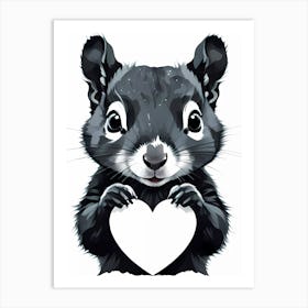 I Love Squirrels A Baby Squirrel Holding A Heart Art Print