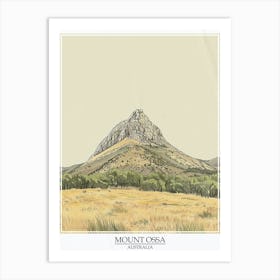 Mount Ossa Australia Color Line Drawing 9 Poster Art Print