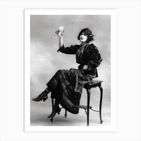 Portrait of actress Betty Lindley by Bassano Studio, 1914 HD Remastered Monochrome Witchy Pagan Vintage Victorian Smoking Drinking Lady Woman Witchcraft Black and White Art Print