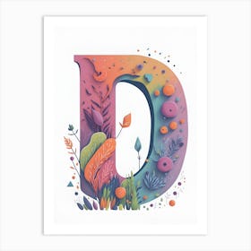 Colorful Letter D Illustration 17 Art Print