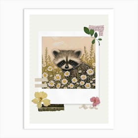 Scrapbook Baby Raccoon Fairycore Painting 3 Art Print