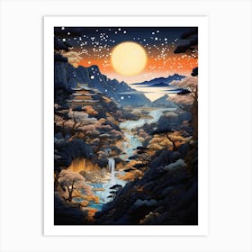 Koya San In Wakayama, Ukiyo E Drawing 1 Art Print