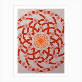 Geometric Abstract Glyph Circle Array in Tomato Red n.0034 Art Print