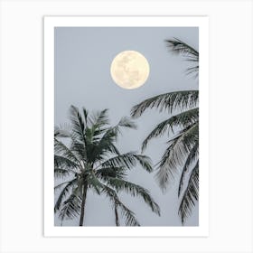 Full Moon Over Palm Trees Art Print