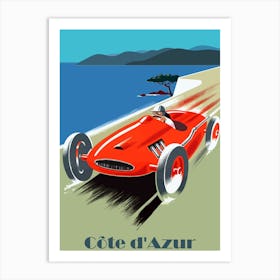 French Riviera, Old Timer Race Car Art Print