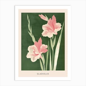 Pink & Green Gladiolus 1 Flower Poster Art Print