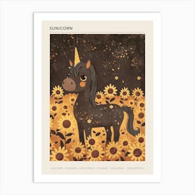 Unicorn In A Sunflower Field Muted Pastels 1 Poster Art Print