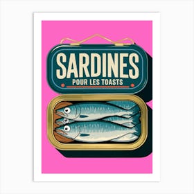 Vintage Sardines Pour Les Toasts Art Print, Pink Art Print