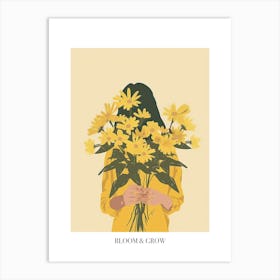 Bloom And Grow Spring Girl With Yellow Flowers 7 Art Print