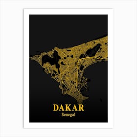 Dakar Gold City Map 1 Art Print