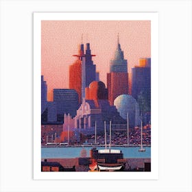 Baltimore, City Us  Pointillism Art Print