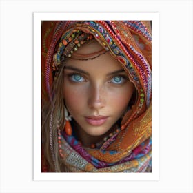 Woman With Blue Eyes Art Print