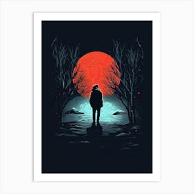 Horror Poster, Red moon Art Print