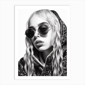 Billie Eilish B&W Fashion Portrait 3 Art Print