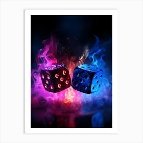 Two Dice On A Black Background Art Print