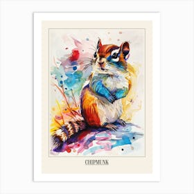 Chipmunk Colourful Watercolour 2 Poster Art Print