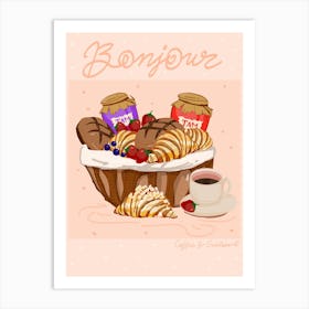Coffee and croissants Art Print