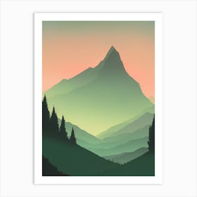 Misty Mountains Vertical Composition In Green Tone 65 Art Print