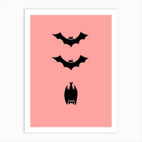 Bats On A Pink Background Art Print