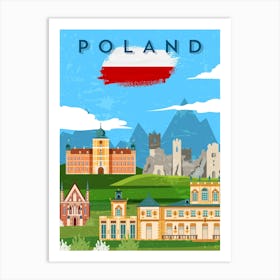 Poland — Retro travel minimalist art poster Art Print